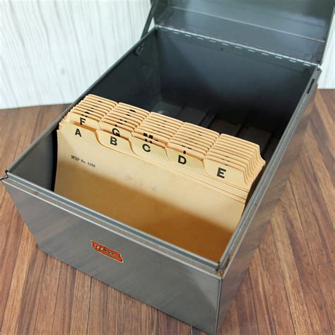 steel card file box 4x6|4x6 index card organizer.